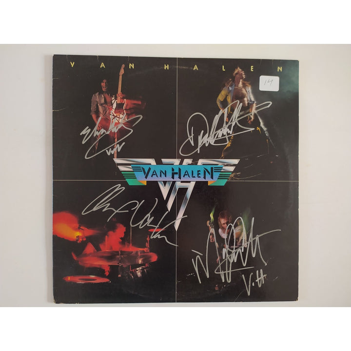 Eddie Van Halen David Lee Roth Alex Van Halen Michael Anthony original Van Halen LP signed with proof