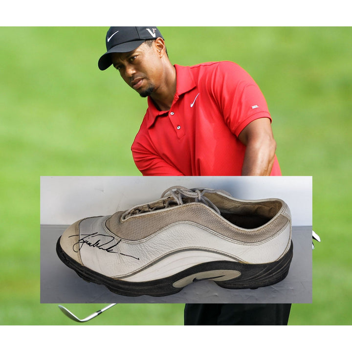 Tiger Woods "The GOAT" Nike Golf shoe signed with proof unique & rare size/11