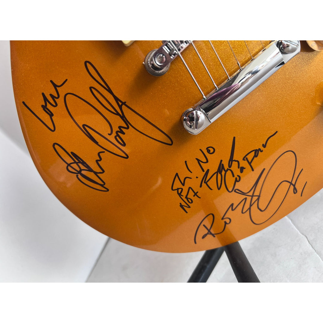 Led Zeppelin Jimmy Page Robert Plant John Paul Jones gold Les Paul electric guitar signed with proof