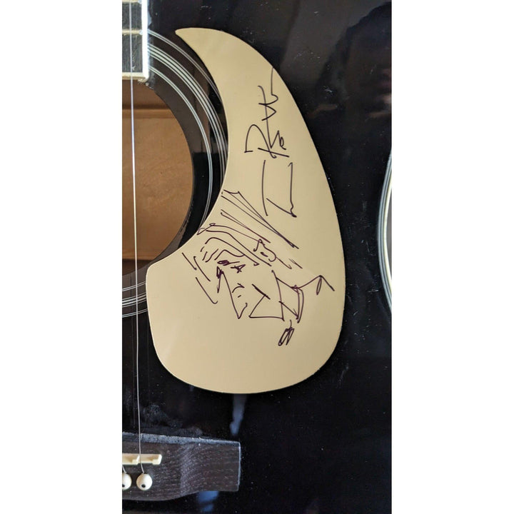 Tom Petty with self sketch 41' full size acoustic guitar signed with proof