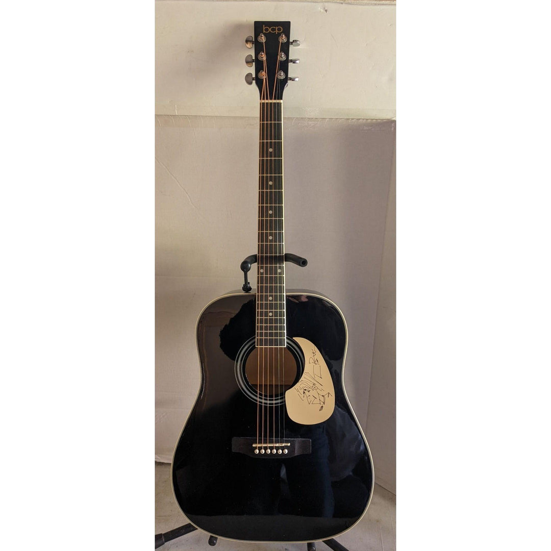 Tom Petty with self sketch 41' full size acoustic guitar signed with proof