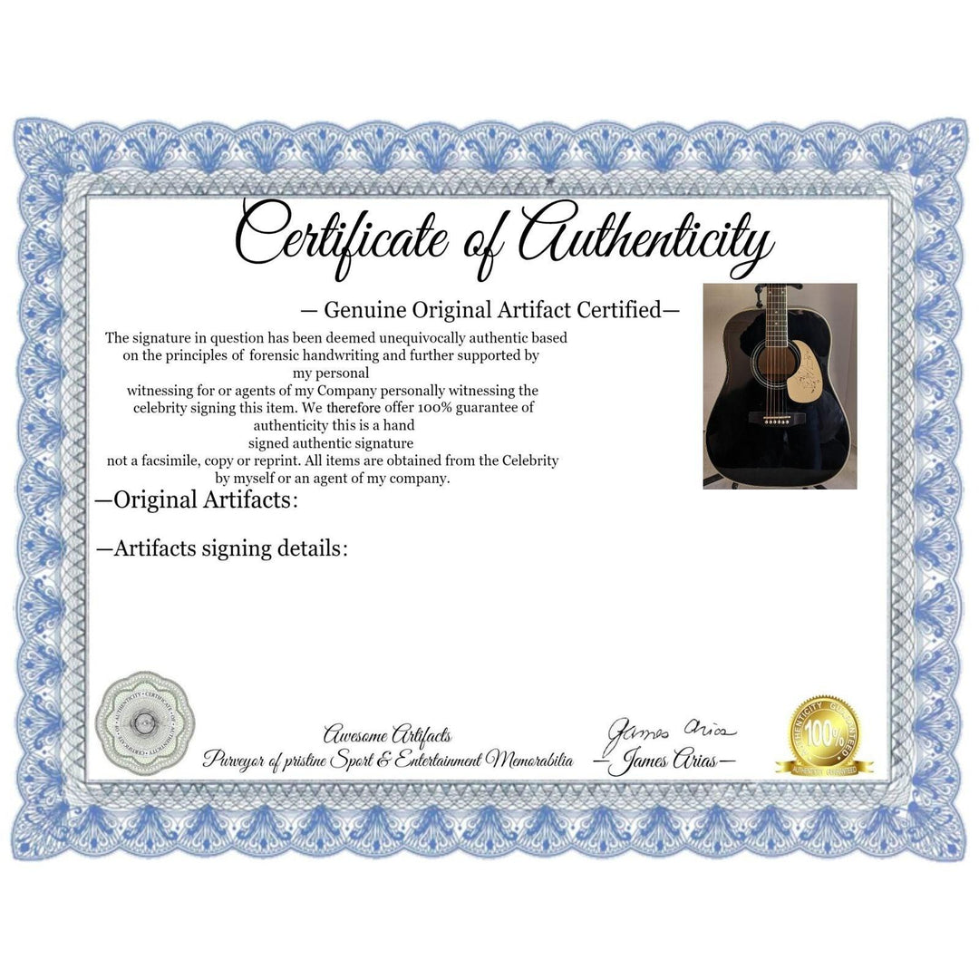 Tom Petty with self sketch 41' full size acoustic guitar signed with proof
