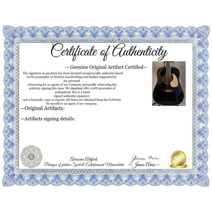 Tom Petty with self sketch 41' full size acoustic guitar signed with proof