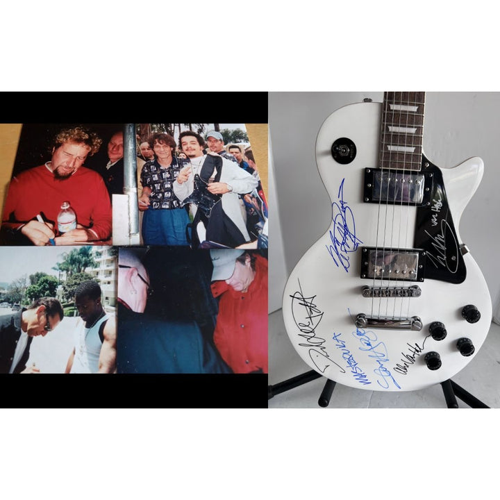 Eddie Van Halen David Lee Roth Sammy Hagar Van Halen Les Paul electric guitar signed with proof