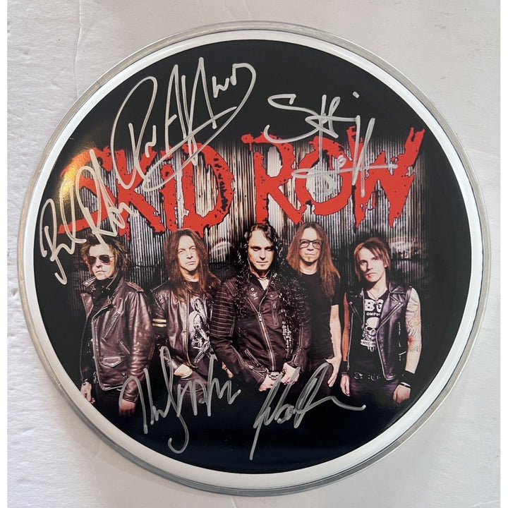 Skid Row Sebastian Bach Dave Sarbo, Sciottie Hill 14-in one-of-a-kind drumhead signed Awesome Artifacts