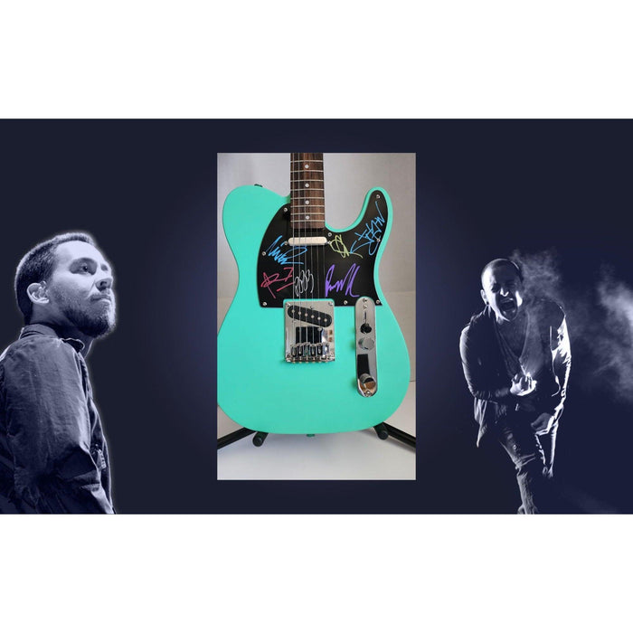 Linkin Park Chester B, Mike Shinoda, Brad Delson, Dave Farrell, Joe Hahn, Rob Bourdon authentic Fender telecaster electric guitar signed
