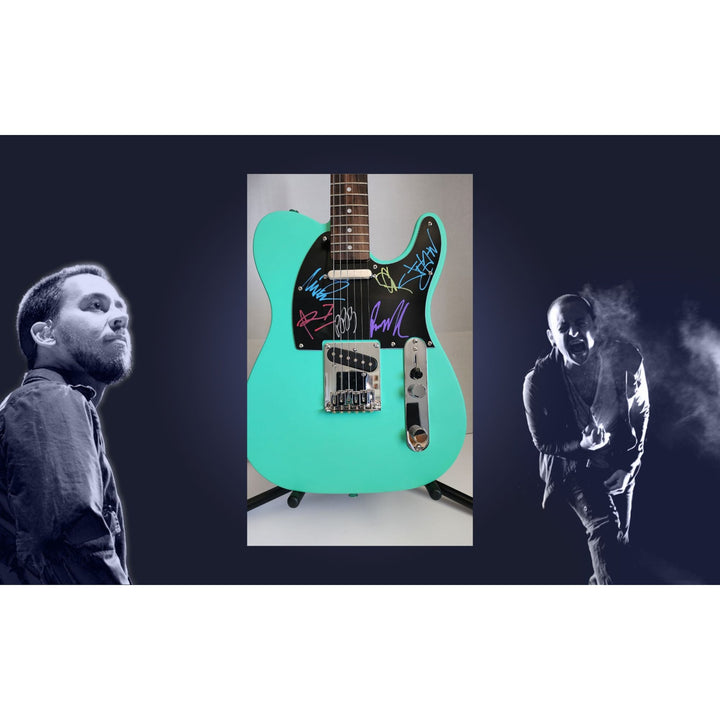 Linkin Park Chester B, Mike Shinoda, Brad Delson, Dave Farrell, Joe Hahn, Rob Bourdon authentic Fender telecaster electric guitar signed