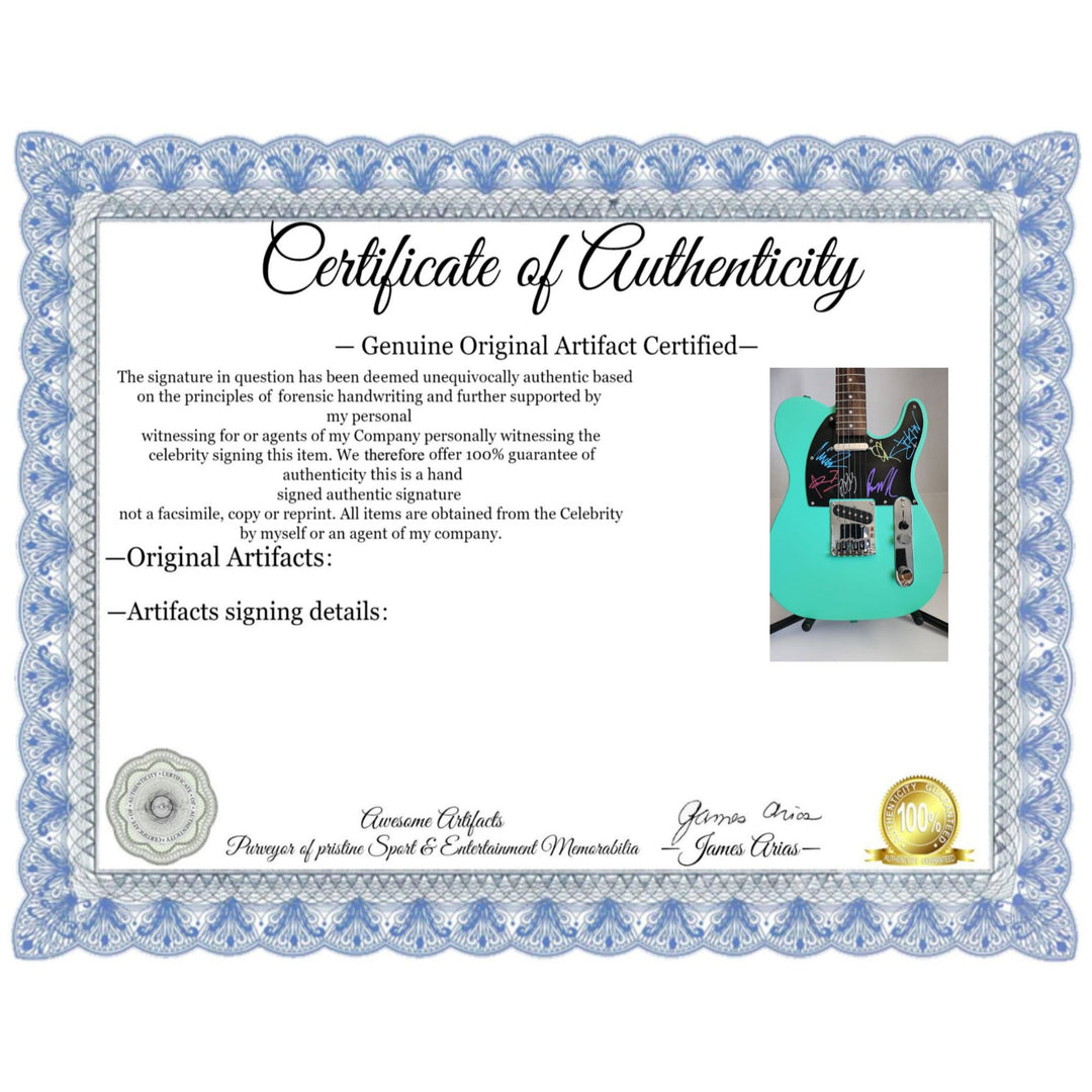 Linkin Park Chester B, Mike Shinoda, Brad Delson, Dave Farrell, Joe Hahn, Rob Bourdon authentic Fender telecaster electric guitar signed