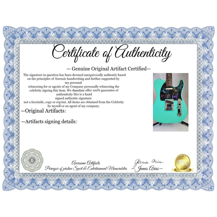 Linkin Park Chester B, Mike Shinoda, Brad Delson, Dave Farrell, Joe Hahn, Rob Bourdon authentic Fender telecaster electric guitar signed