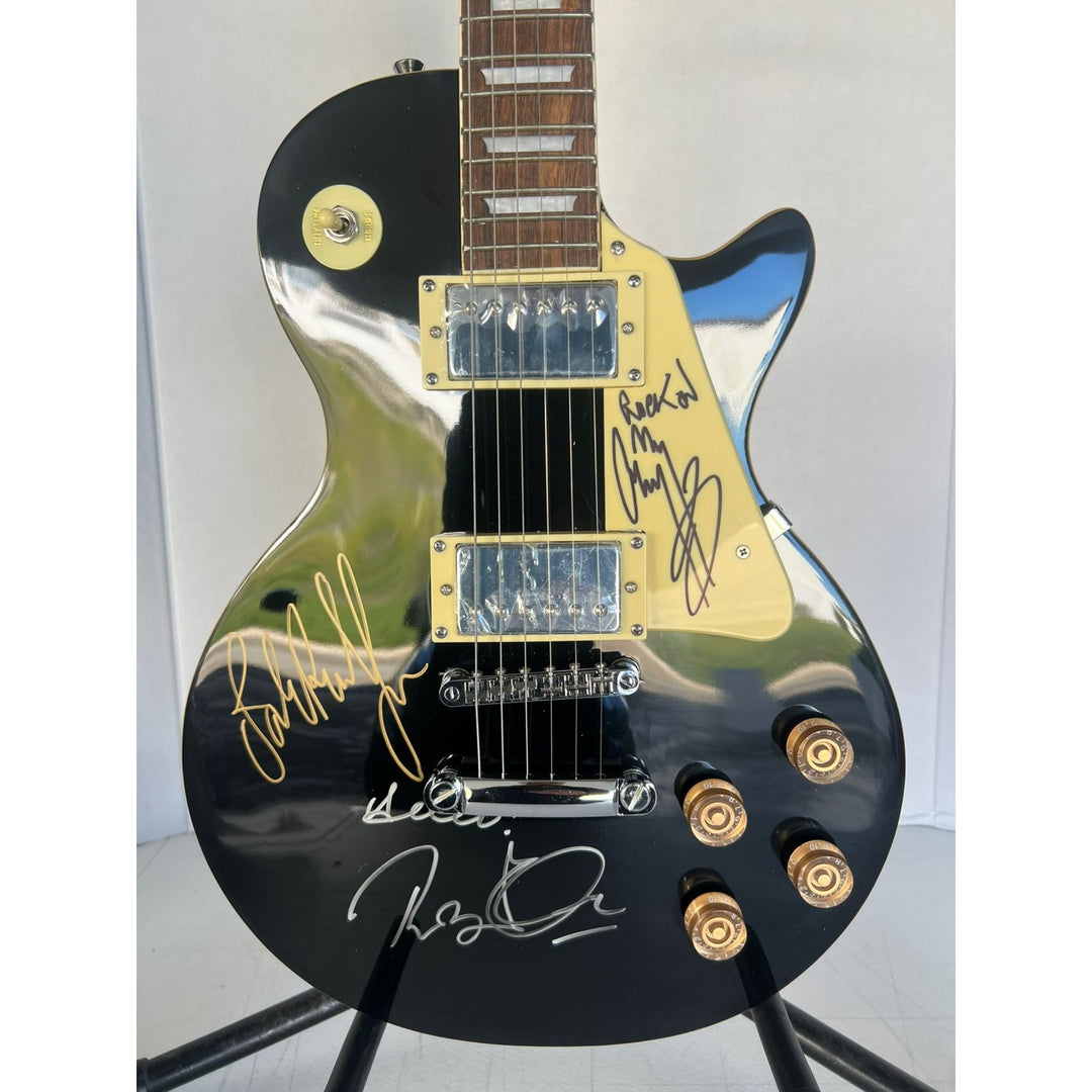 Jimmy Page Robert Plant John Paul Jones Led Zeppelin vintage Black les paul full size electric guitar signed with proof.