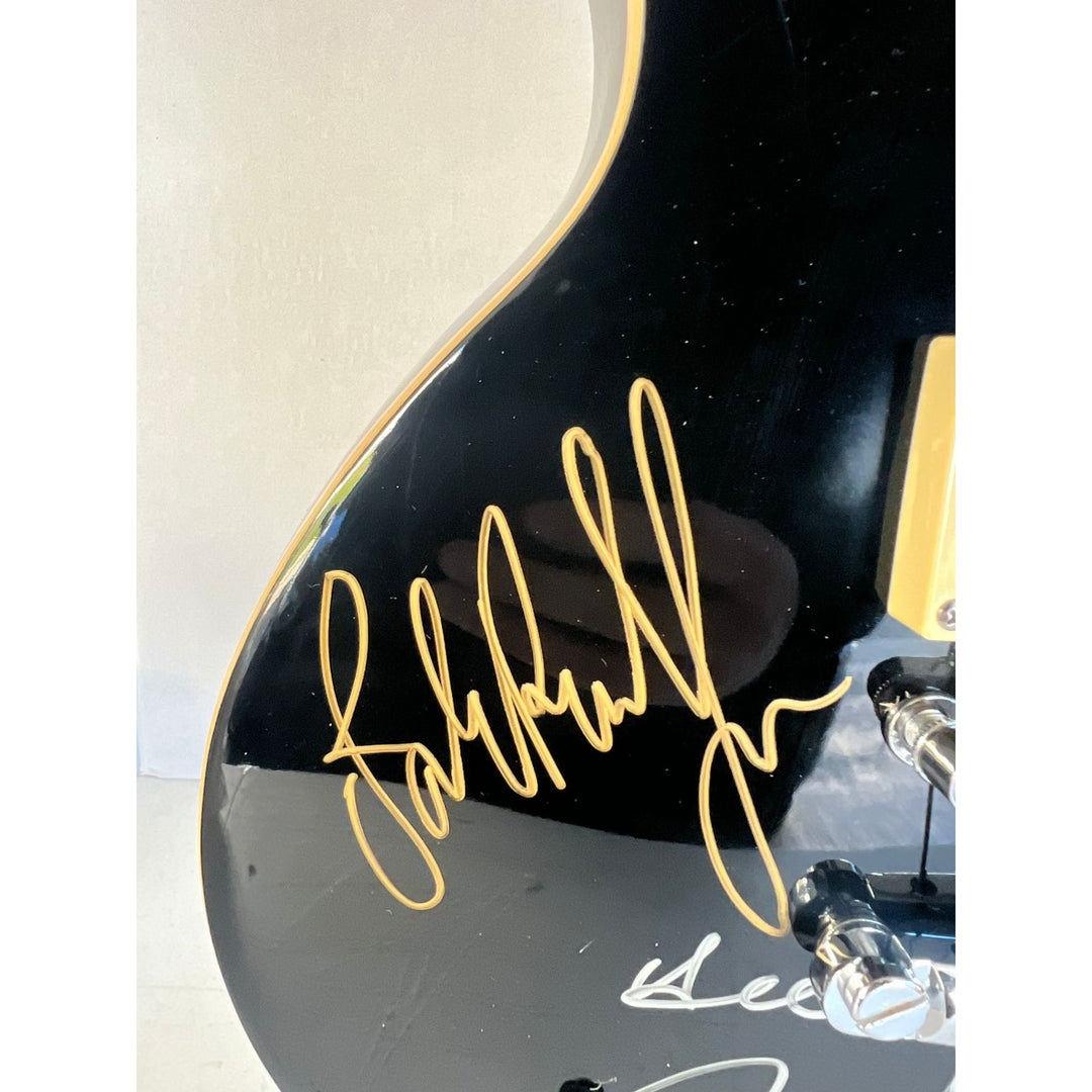 Jimmy Page Robert Plant John Paul Jones Led Zeppelin vintage Black les paul full size electric guitar signed with proof.