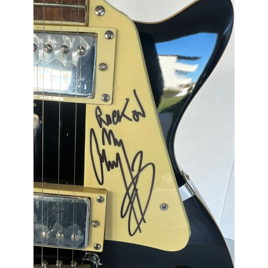 Jimmy Page Robert Plant John Paul Jones Led Zeppelin vintage Black les paul full size electric guitar signed with proof.