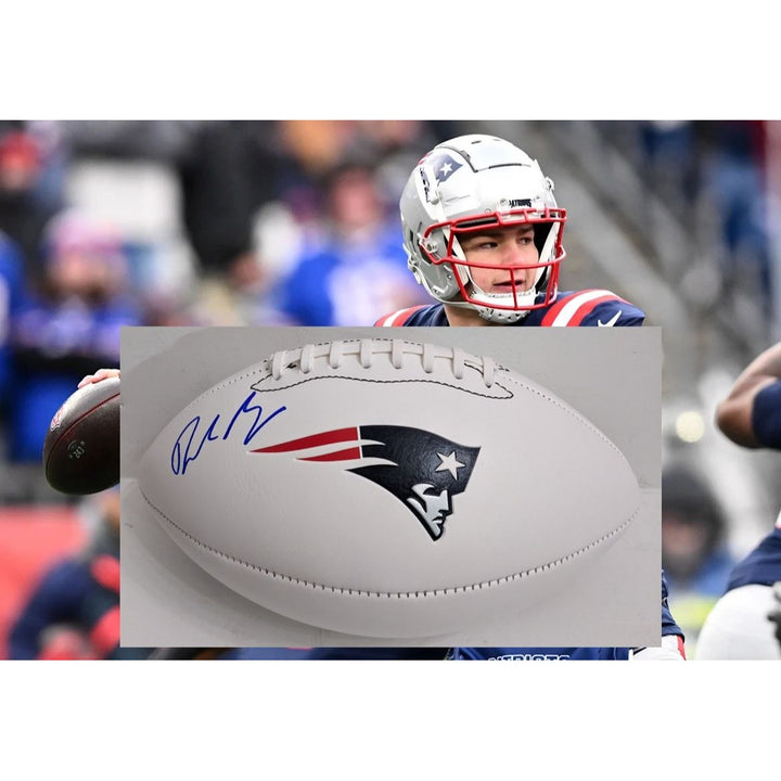 Drake Maye New England Patriots full size football signed with proof