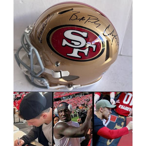 Christian McCaffrey Deebo Samuel Brock Purdy San Francisco 49ers Riddell Speed game model helmet signed with proof