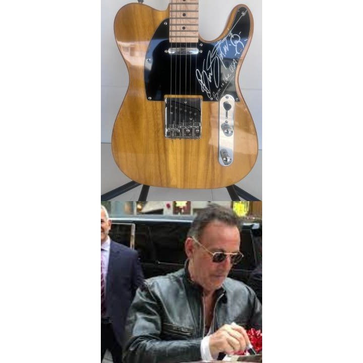Bruce Springsteen Telecaster full size electric guitar signed with inscription "Born in the USA" and sketch with proof.
