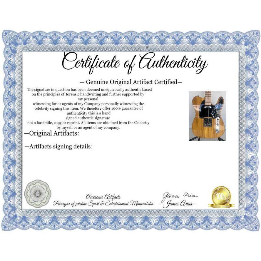 Bruce Springsteen Telecaster full size electric guitar signed with inscription "Born in the USA" and sketch with proof.