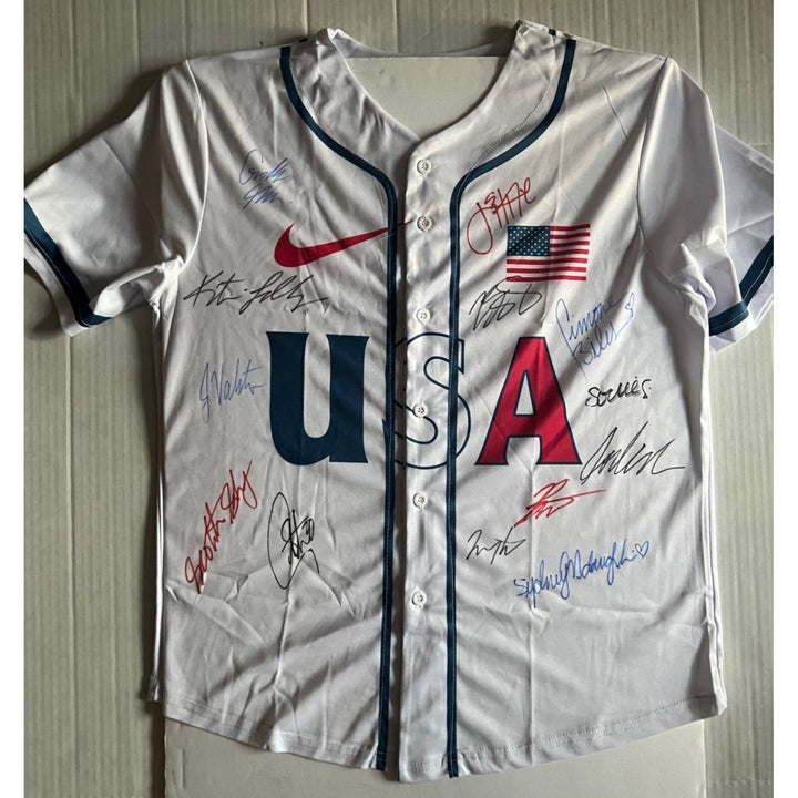 USA 2024 Paris Olympics Gold Medal Winners Simone Biles Stephen Curry LeBron James Scottie Scheffler (13) in all signed with proof