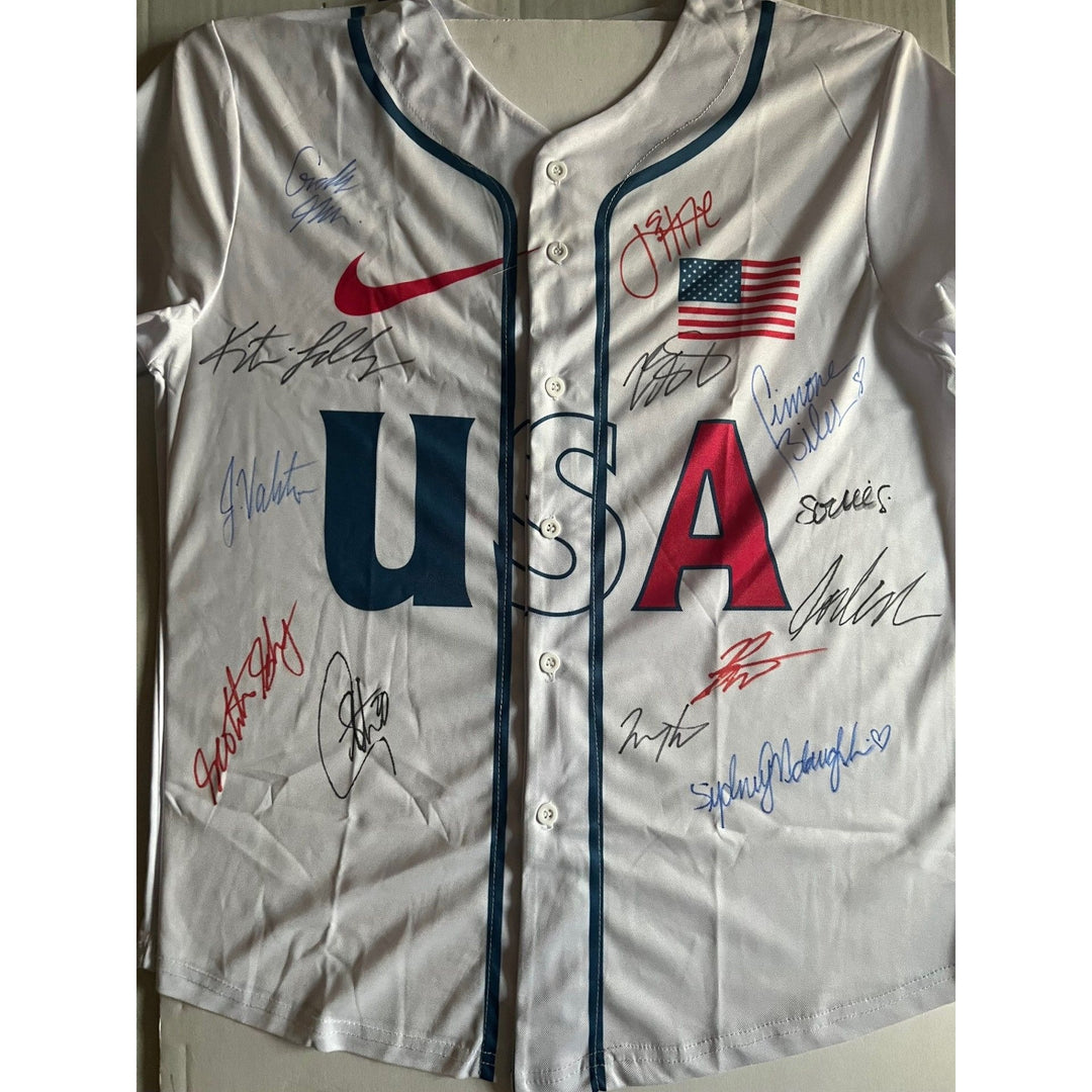 USA 2024 Paris Olympics Gold Medal Winners Simone Biles Stephen Curry LeBron James Scottie Scheffler (13) in all signed with proof