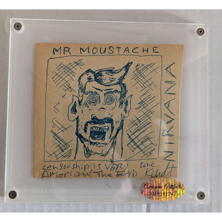 Kurt Cobain Nirvana signed with sketch vintage autograph book page signed