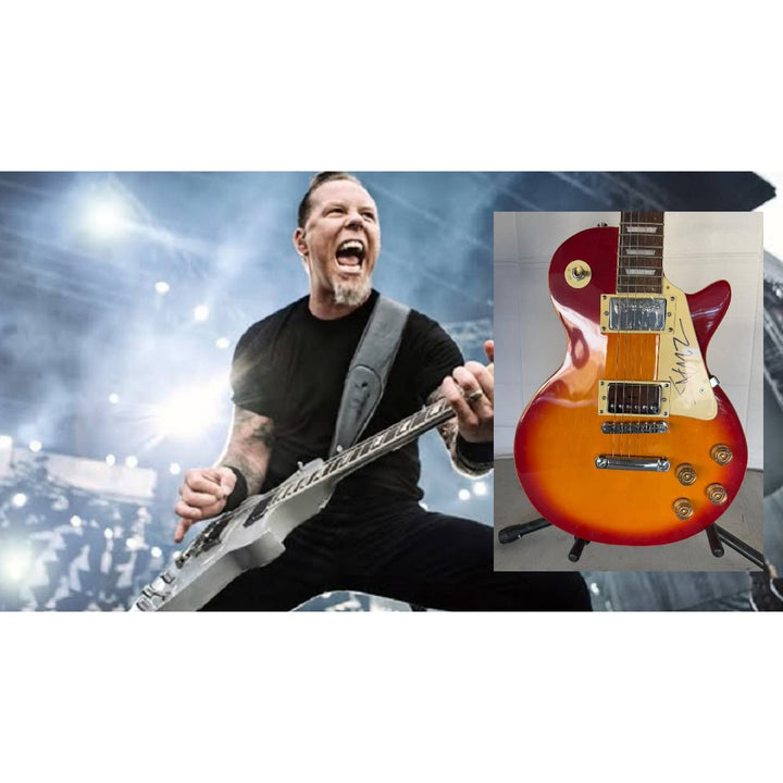Metallica James Hetfield Les Paul vintage electric guitar signed with full provenance, photo proof and AI certification .