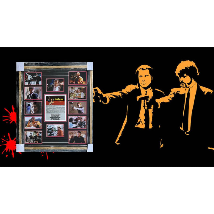 Pulp fiction cast signed one of a kind piece Quintin Tarantino, John Travolta, Samuel L. Jackson, Harvey Keitel, Bruce Willis cast signed 1