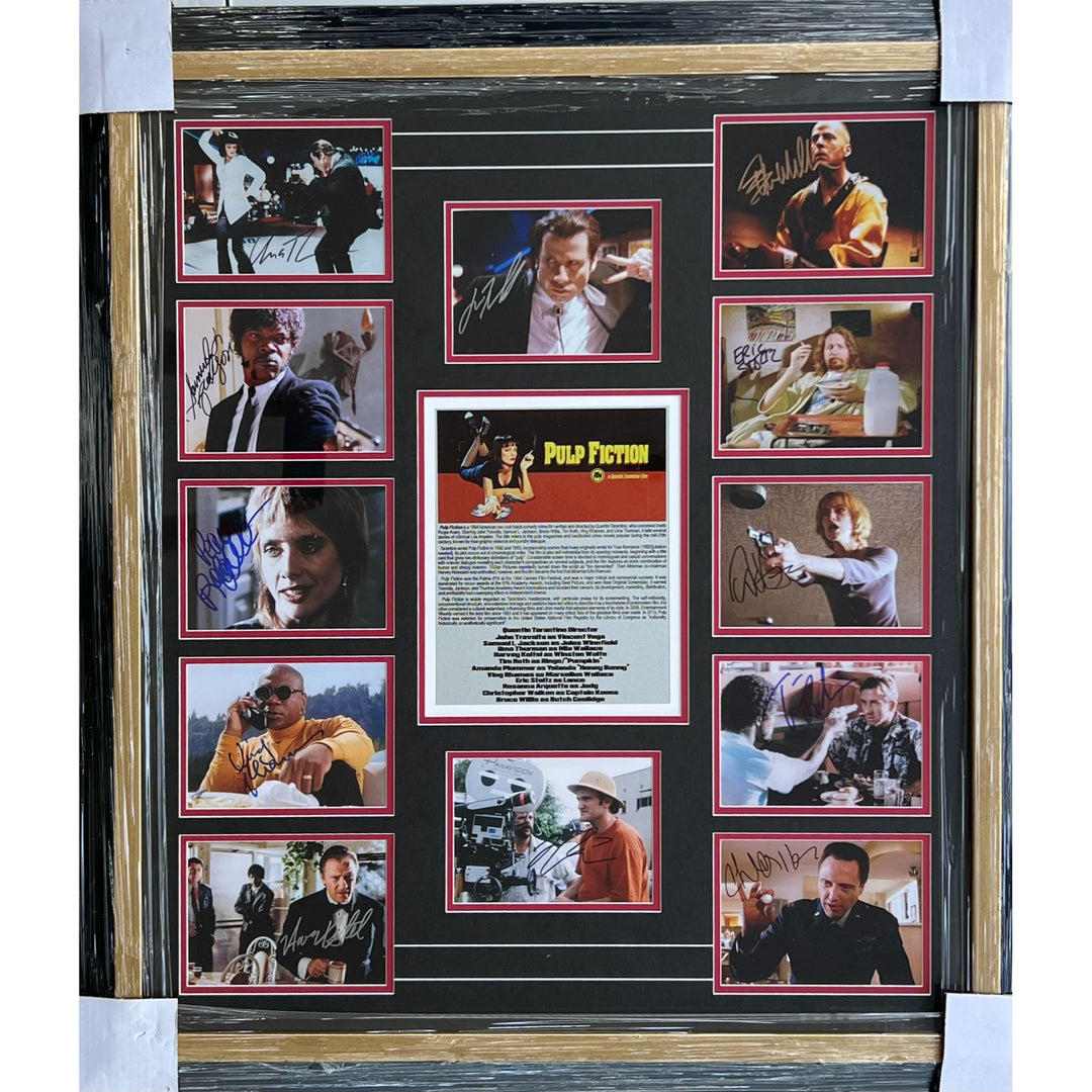 Pulp fiction cast signed one of a kind piece Quintin Tarantino, John Travolta, Samuel L. Jackson, Harvey Keitel, Bruce Willis cast signed 1
