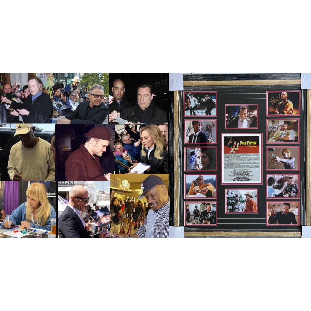 Pulp fiction cast signed one of a kind piece Quintin Tarantino, John Travolta, Samuel L. Jackson, Harvey Keitel, Bruce Willis cast signed 1
