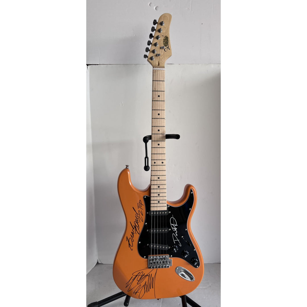 ZZ Top Billy Gibbons Frank Beard Dusty Hill electric guitar signed with proof