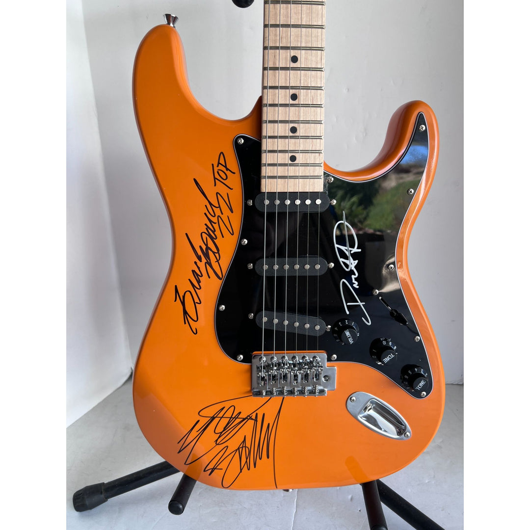 ZZ Top Billy Gibbons Frank Beard Dusty Hill electric guitar signed with proof