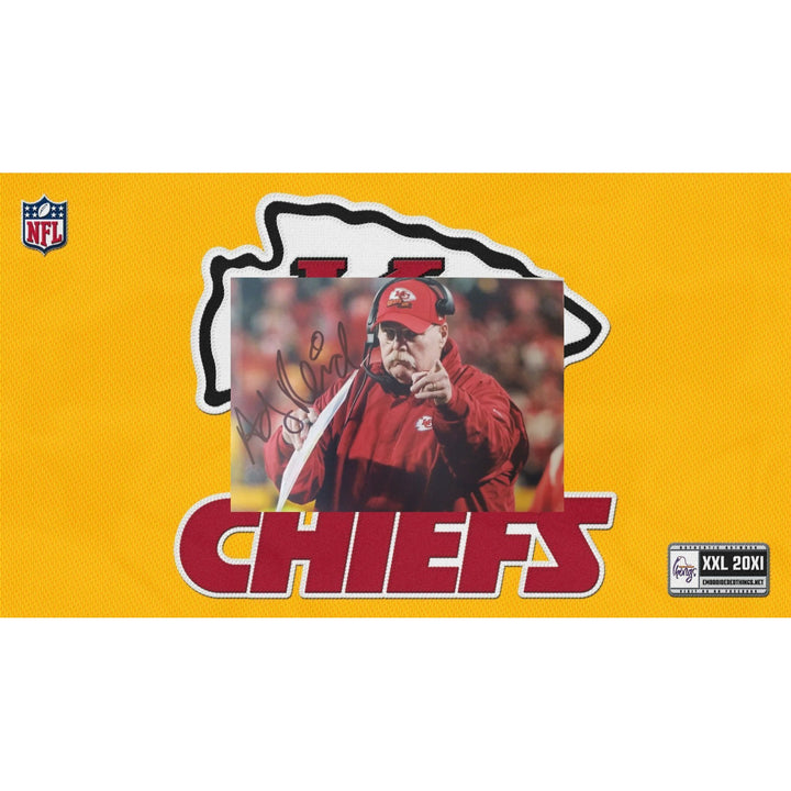 Andy Reid, Kansas City, Chief's, Super Bowl, Champions, signed, 5x7 photo, with proof