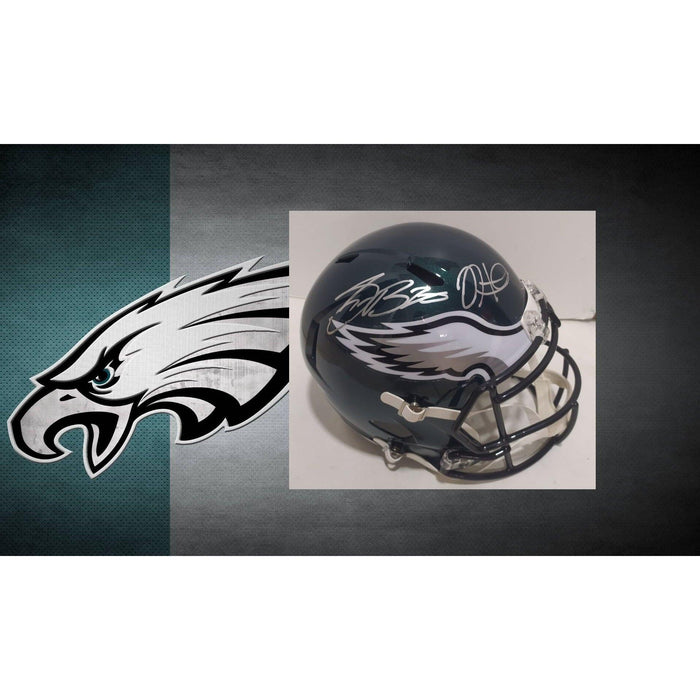 Saquon Barkley, Jalen Hurts Philadelphia Eagles Speed Riddell replica game model helmet signed with proof