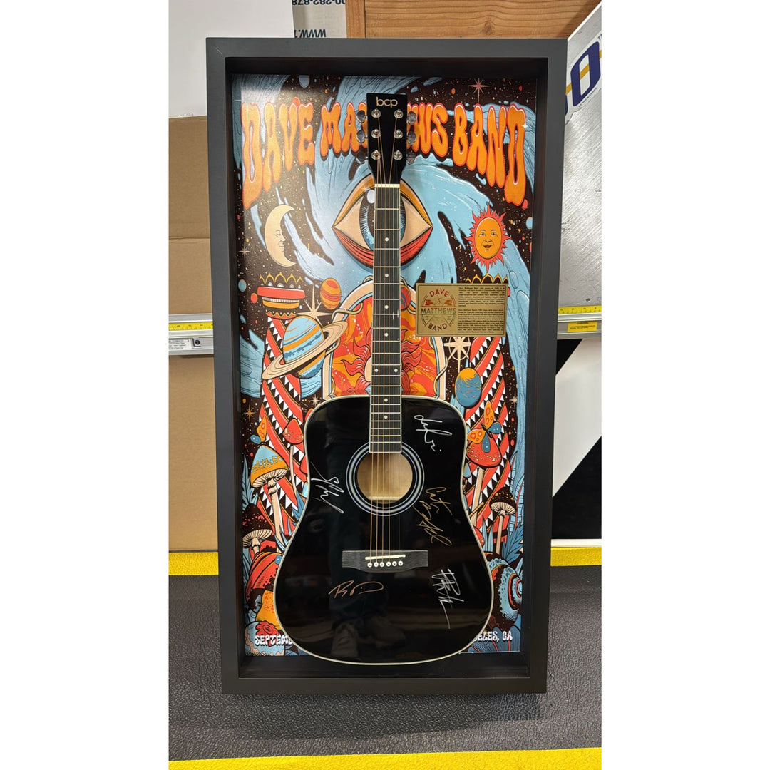 Dave Mathews Band signed full size guitar with proof and museum quality frame (plexi) 22x44