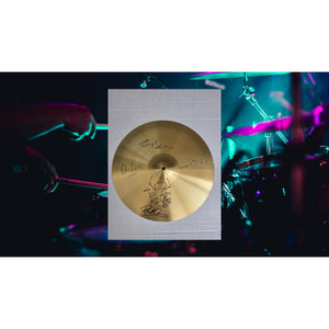 Genesis, Phil Collins, Tony Banks, Peter Gabriel, Mike Rutherford 16 inch cymbal signed with proof