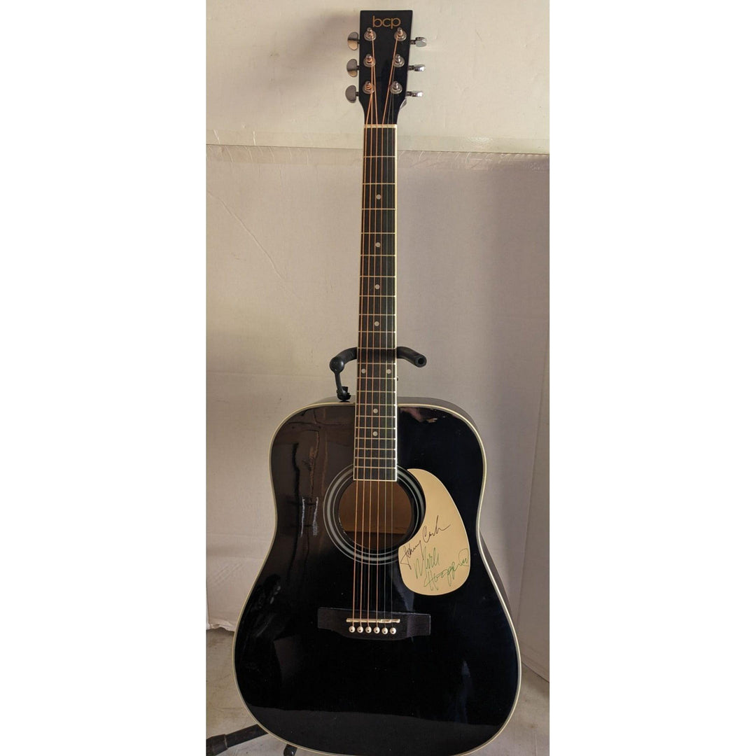 Johnny Cash & Merle Haggard 41' full size acoustic guitar signed with proof