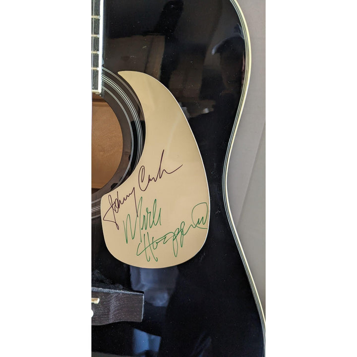 Johnny Cash & Merle Haggard 41' full size acoustic guitar signed with proof