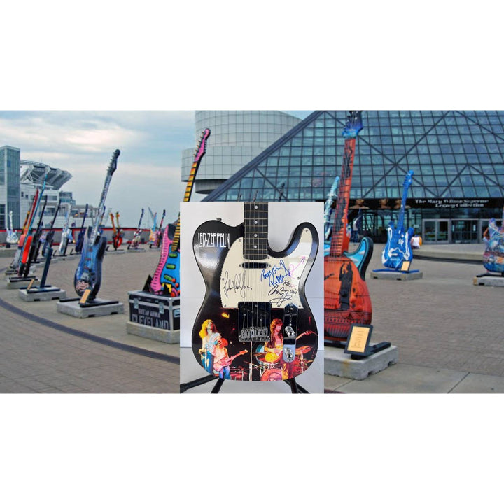 Jimmy Page Robert Plant John Paul Jones Led Zeppelin Telecaster full size electric guitar signed with proof.