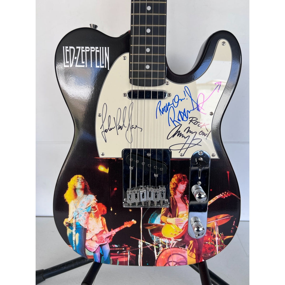 Jimmy Page Robert Plant John Paul Jones Led Zeppelin Telecaster full size electric guitar signed with proof.