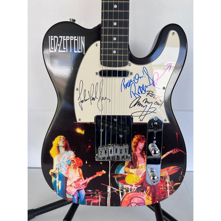 Jimmy Page Robert Plant John Paul Jones Led Zeppelin Telecaster full size electric guitar signed with proof.