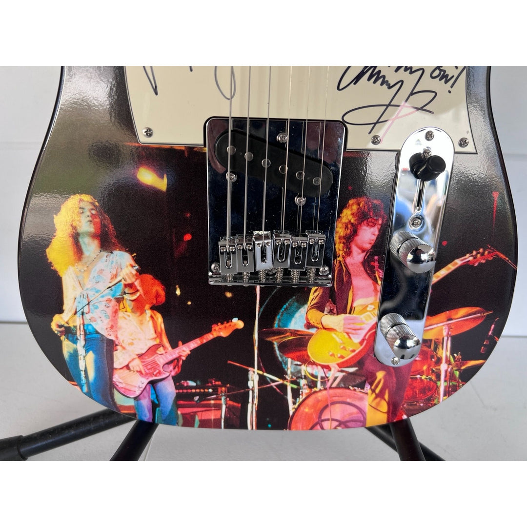 Jimmy Page Robert Plant John Paul Jones Led Zeppelin Telecaster full size electric guitar signed with proof.