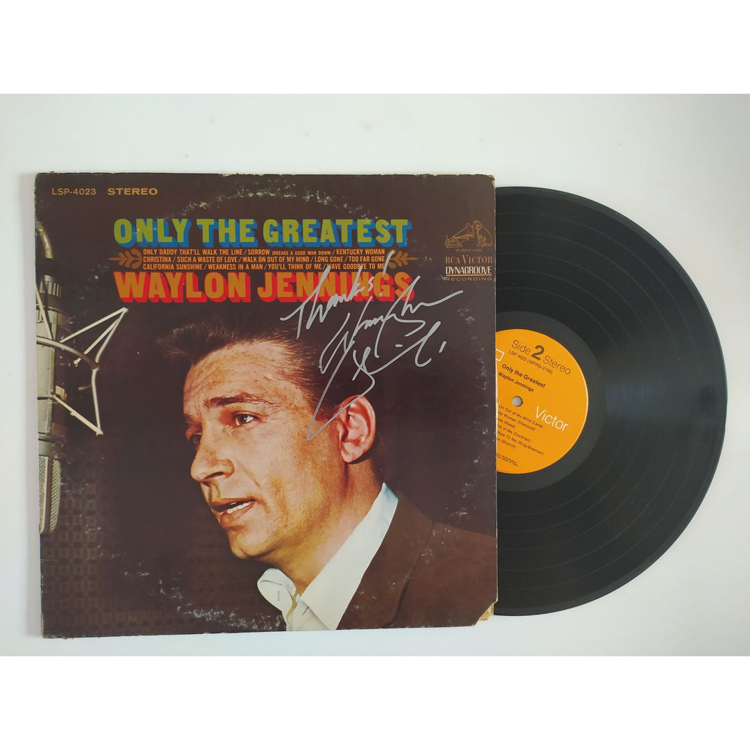 Waylon Jennings only the greatest original LP signed with proof