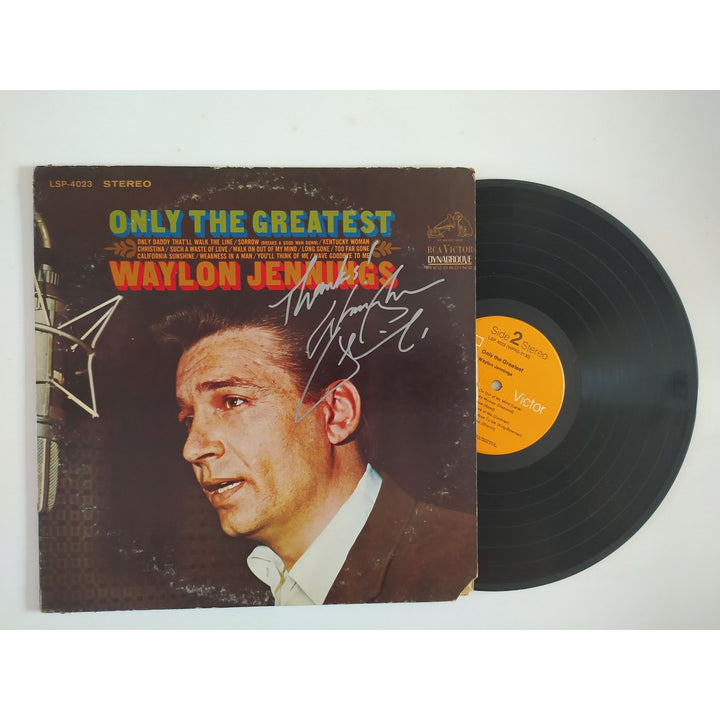 Waylon Jennings only the greatest original LP signed with proof