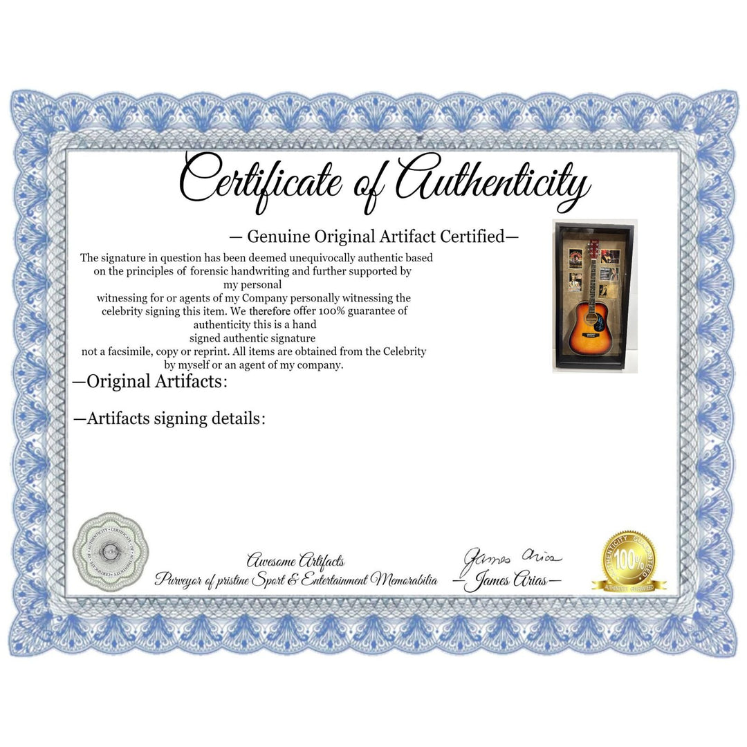 John Denver full size acoustic guitar signed with proof and museum quality frame 28x50