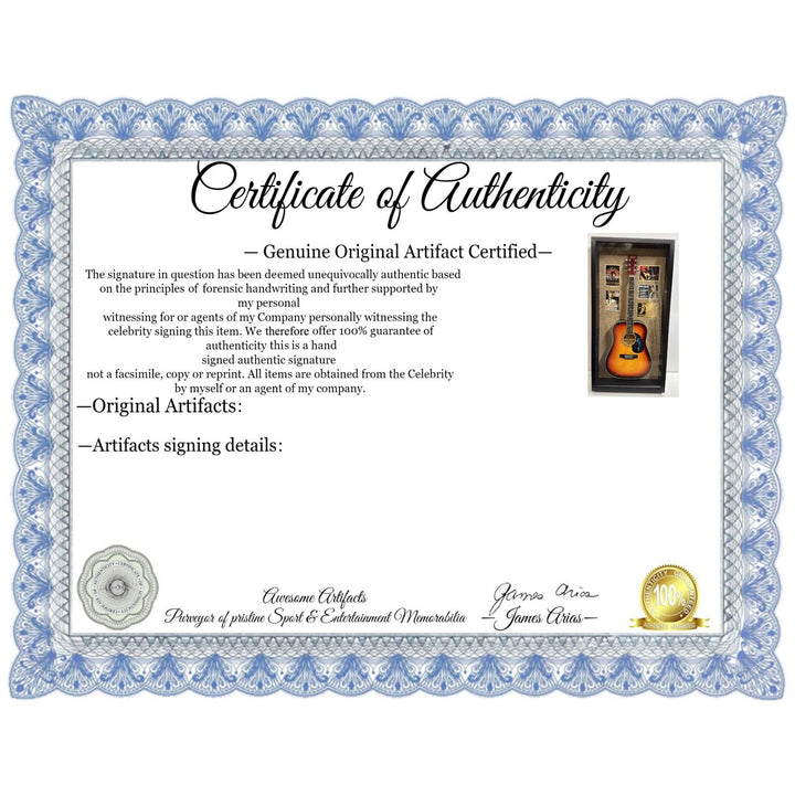 John Denver full size acoustic guitar signed with proof and museum quality frame 28x50