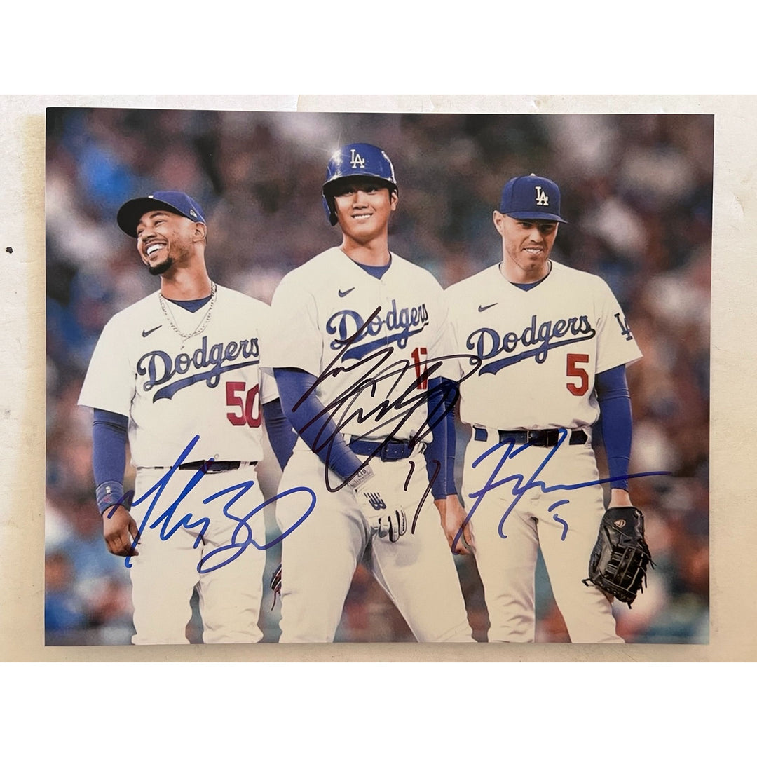 Los Angeles Dodgers 3 MVPs Shohei Ohtani Freddie Freeman Mookie Betts 8x10 signed with proof