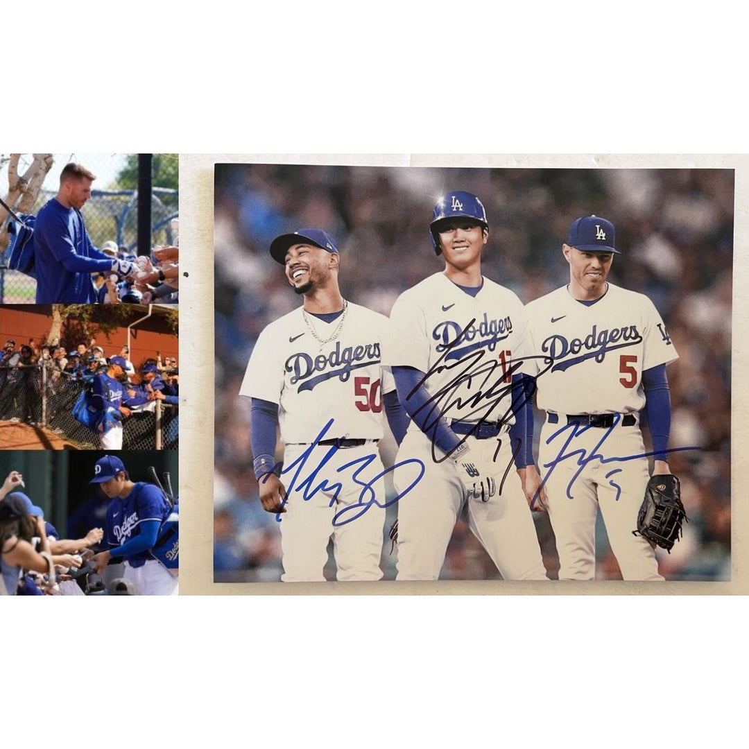 Los Angeles Dodgers 3 MVPs Shohei Ohtani Freddie Freeman Mookie Betts 8x10 signed with proof