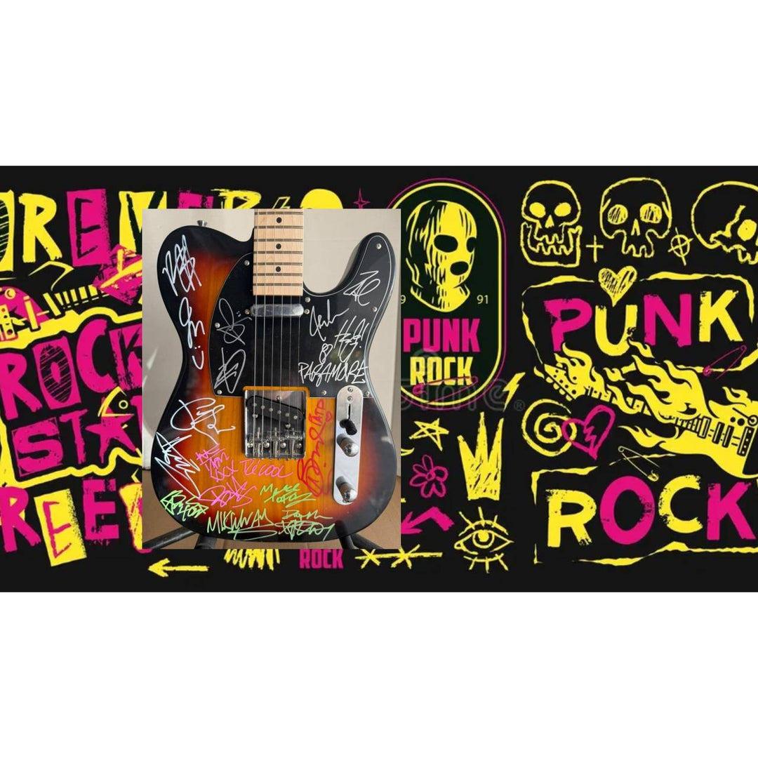 Fall out Boy, My Chemical Romance, Panic at the Disco, Paramore authentic hand signed Telecaster electric guitar signed.