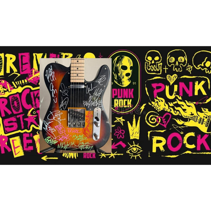 Fall out Boy, My Chemical Romance, Panic at the Disco, Paramore authentic hand signed Telecaster electric guitar signed.