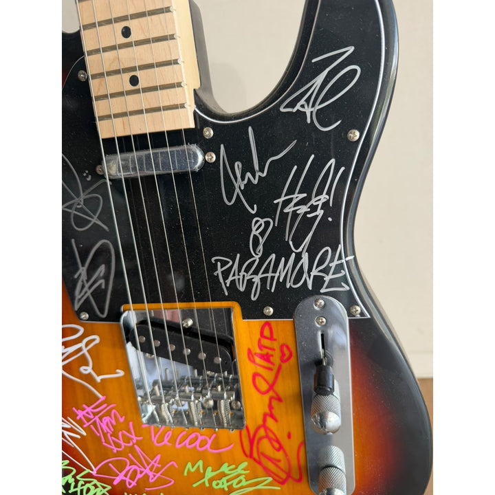Fall out Boy, My Chemical Romance, Panic at the Disco, Paramore authentic hand signed Telecaster electric guitar signed.