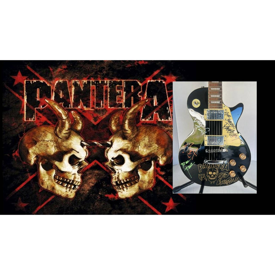 Pantera Phil Anselmo, Diamond Darrell, Rex Brown, and Vinnie Paul Les Paul electric guitar signed with proof..