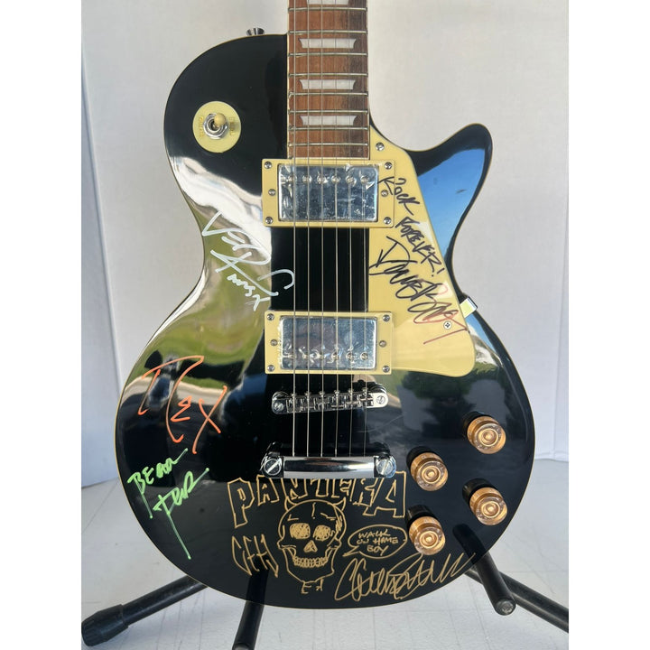 Pantera Phil Anselmo, Diamond Darrell, Rex Brown, and Vinnie Paul Les Paul electric guitar signed with proof..